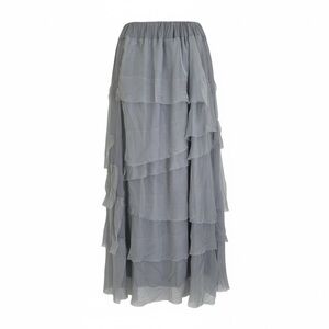 A rare bird sheer overlay layered bohemian maxi skirt